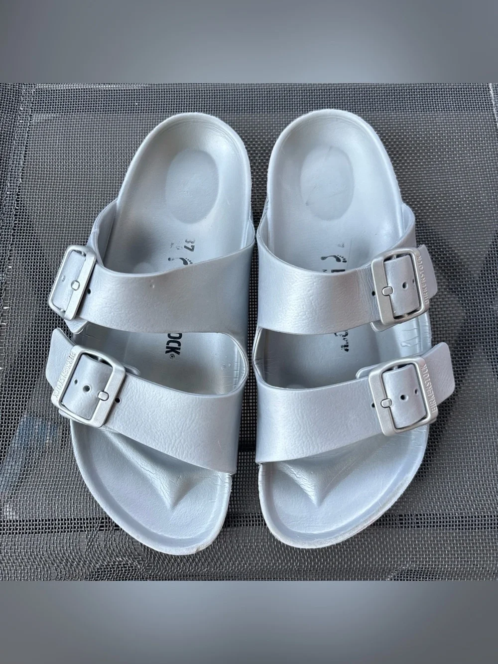 Birkenstock Arizona Essentials EVA Sandals Size 6 6.5 37 Silver Gray